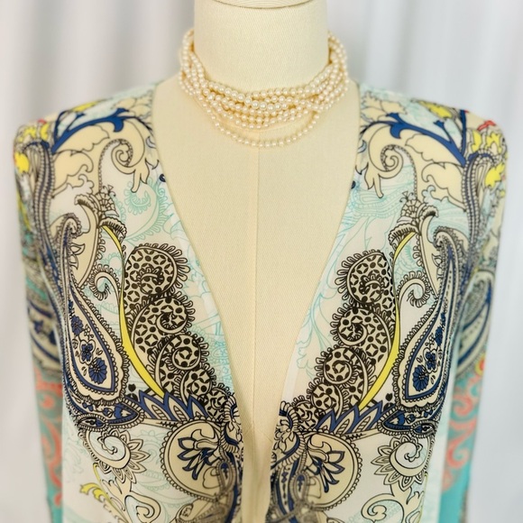 Soft Surroundings Colorful Paisley Open Front Cardigan (755) - Picture 6 of 13